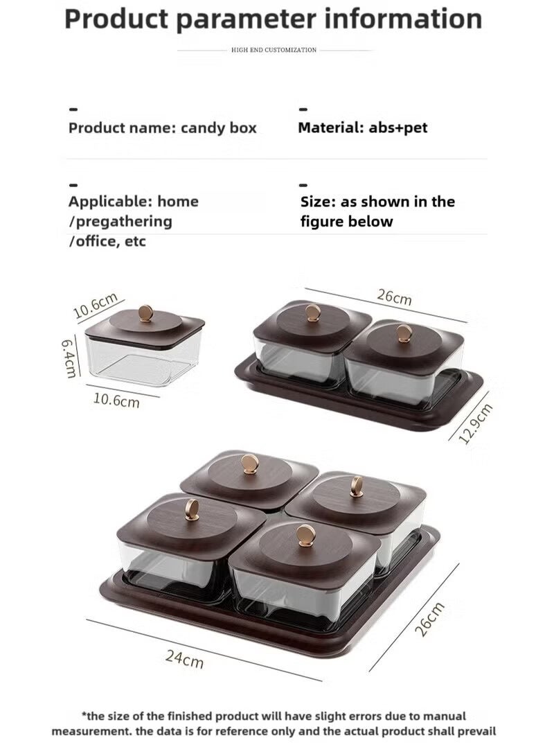 أجريون طوفريات ضيافة سعودية فاخرة مجموعة صحون مكسرات وحلويات فاخرة بلون خشب - صحن فواكه | 4 علب مكسرات قابلة للتخزين مع صينية تقديم كبيرة متعددة الاستخدامات للضيافة المنزلية والحفلات والمناسبات | هدايا عيد أنيقة - Image 2