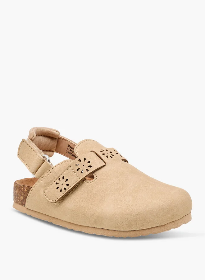 جونيورز Girls Cut Out Detail Sandals with Hook and Loop Closure