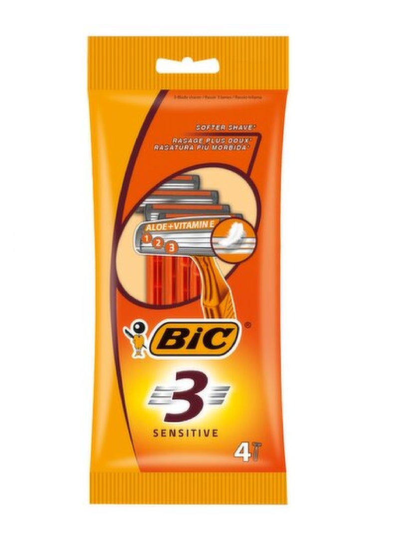 Bic BIC3 SENSITIVE SMOOTHER SHAVE ALOE+VIT.E 4'S 