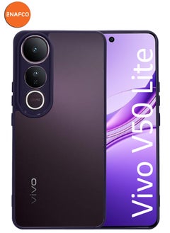 NAFCO For Vivo V50 Lite - Hard Back Transparent Crystal Clear Case with Colourful TPU Bumper & Drop Protection Case Cover - Purple  - Image 1