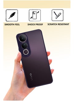 NAFCO For Vivo V50 Lite - Hard Back Transparent Crystal Clear Case with Colourful TPU Bumper & Drop Protection Case Cover - Purple  - Image 3