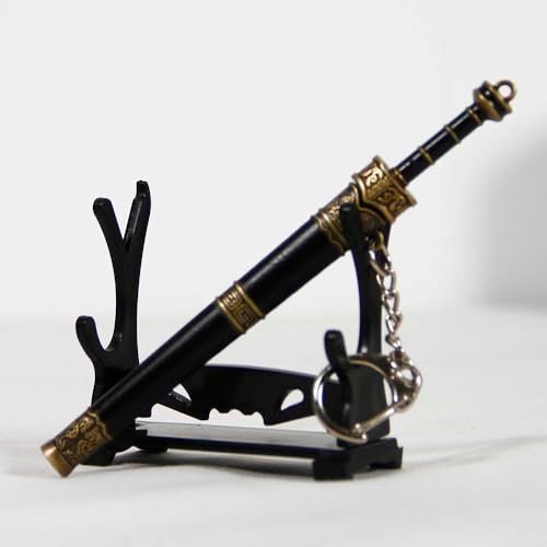 Lanxitown Mini Katana Mini Sword with Plastic Stand Samurai Sword Metal Weapon Model Toy Katana Anime Swords Keychain 4.7 inches (Style B) - Image 2