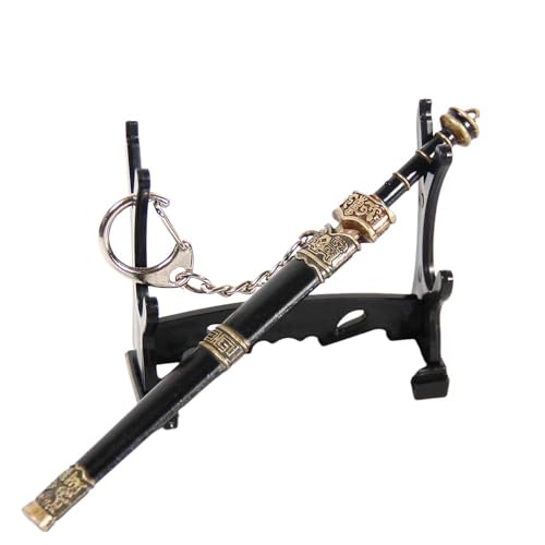Lanxitown Mini Katana Mini Sword with Plastic Stand Samurai Sword Metal Weapon Model Toy Katana Anime Swords Keychain 4.7 inches (Style B) - Image 1