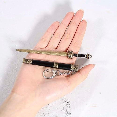 Lanxitown Mini Katana Mini Sword with Plastic Stand Samurai Sword Metal Weapon Model Toy Katana Anime Swords Keychain 4.7 inches (Style B) - Image 5