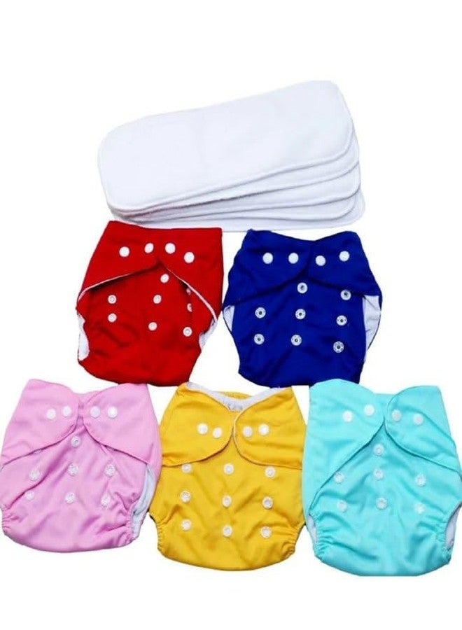 Miracle Moms Reusable Baby Cloth Diapers +Inserts/Washable Diapers for 0-3 Years Baby/White Inserts (Multicolor, One Size, 5, count) - Image 1