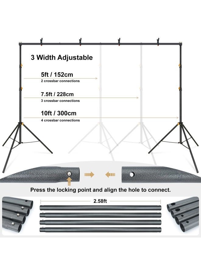 Lincostore Backdrop Support Stand Kit 10x6.5ft Adjustable Photography Studio Photo Background Support System with Carrying Bag for Green Screen Muslin, 4171 - Image 4