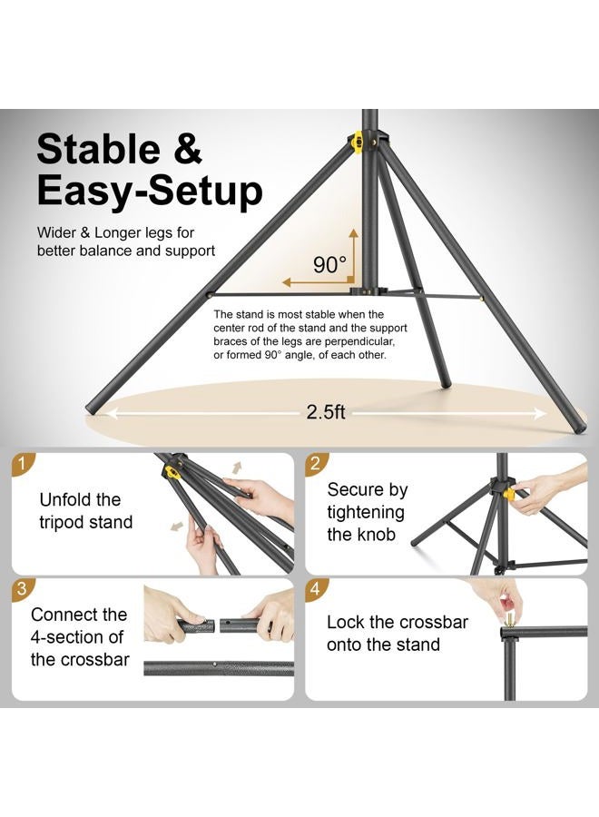 Lincostore Backdrop Support Stand Kit 10x6.5ft Adjustable Photography Studio Photo Background Support System with Carrying Bag for Green Screen Muslin, 4171 - Image 3