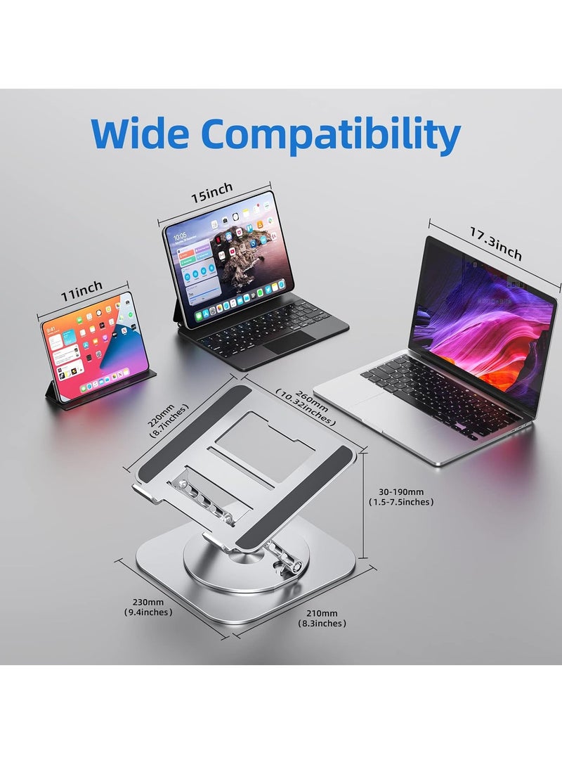 Xkimos Adjustable Laptop Stand for Desk with 360° Rotating Base Foldable Notebook Computer Holder,Macbook Stand, Compatible with MacBook Air Pro, Dell XPS and Other 10-17 Inch Laptops - Image 5