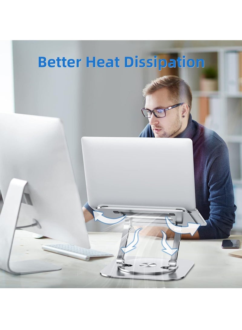 Xkimos Adjustable Laptop Stand for Desk with 360° Rotating Base Foldable Notebook Computer Holder,Macbook Stand, Compatible with MacBook Air Pro, Dell XPS and Other 10-17 Inch Laptops - Image 4