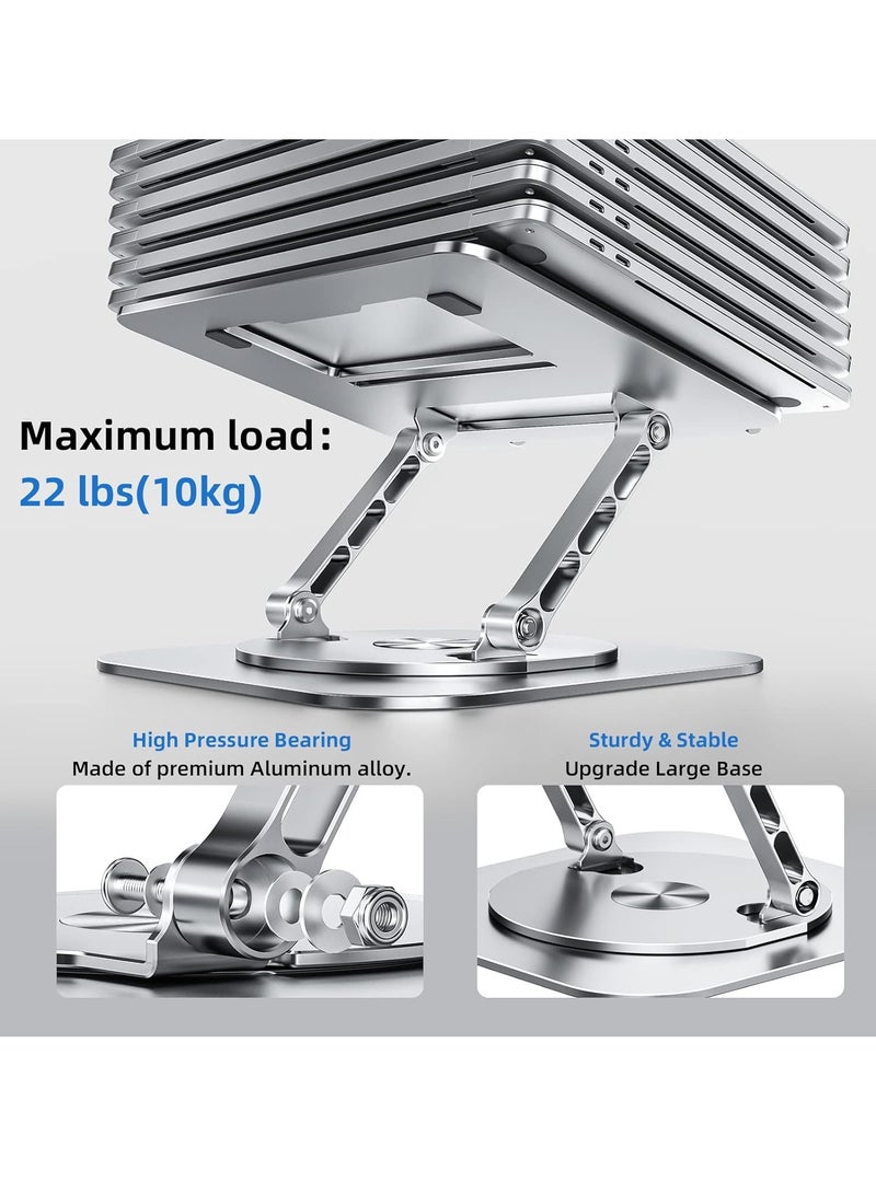 Xkimos Adjustable Laptop Stand for Desk with 360° Rotating Base Foldable Notebook Computer Holder,Macbook Stand, Compatible with MacBook Air Pro, Dell XPS and Other 10-17 Inch Laptops - Image 3