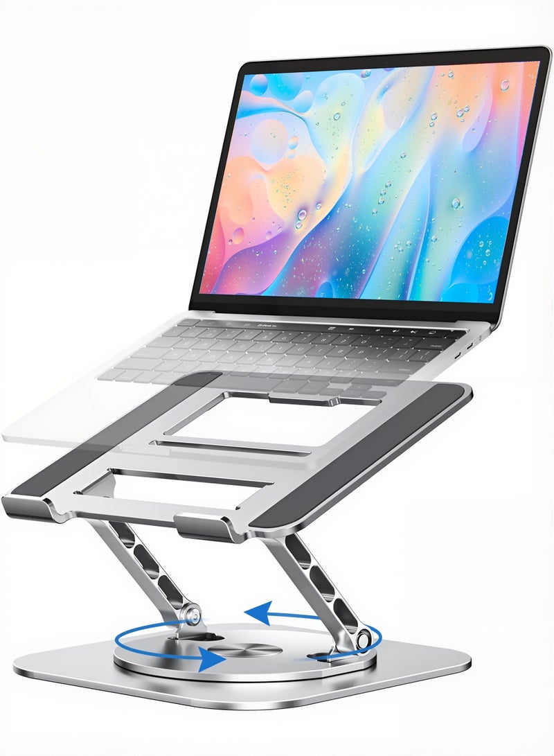 Xkimos Adjustable Laptop Stand for Desk with 360° Rotating Base Foldable Notebook Computer Holder,Macbook Stand, Compatible with MacBook Air Pro, Dell XPS and Other 10-17 Inch Laptops - Image 1