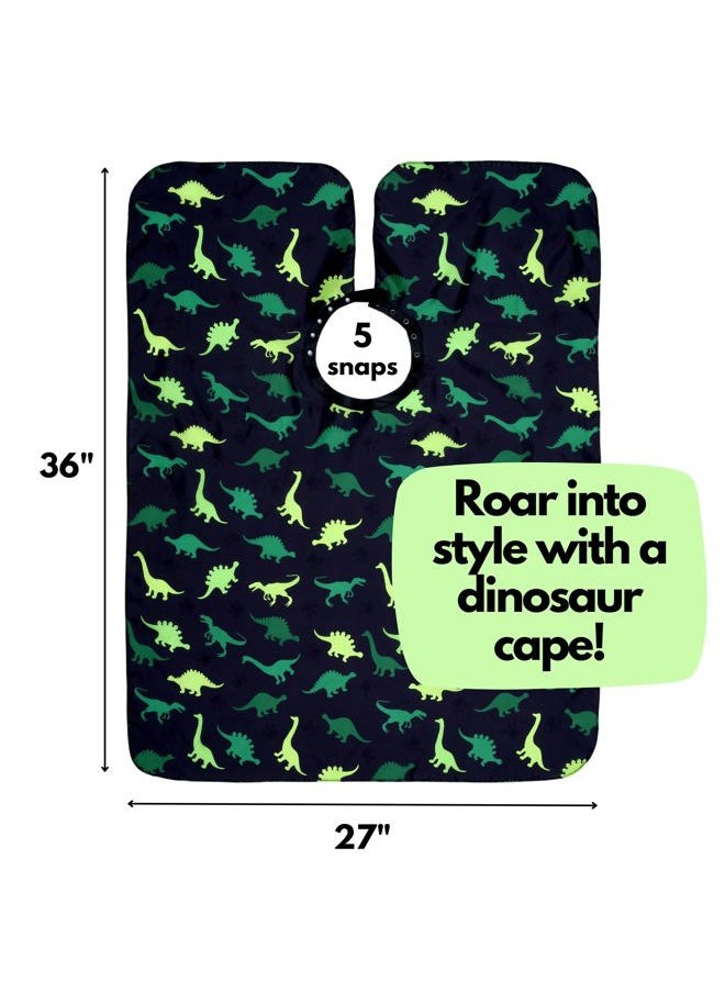 Plum Hill Kids Barber Cape For Boys Hair Cutting at Home, Salon or Barber Shop, Kids Hair Cutting Cape for Boys and Toddlers, Adjustable Neck with Plastic Snaps, Dinosaur  - Image 2