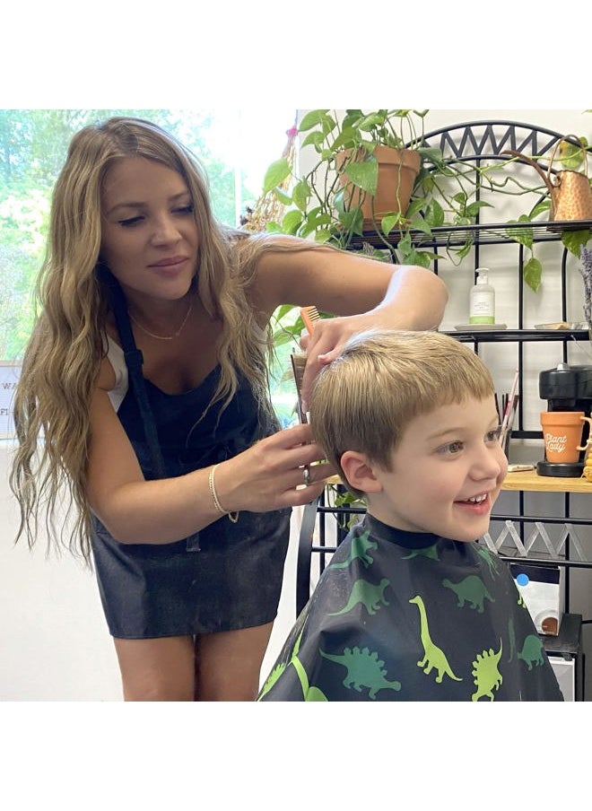 Plum Hill Kids Barber Cape For Boys Hair Cutting at Home, Salon or Barber Shop, Kids Hair Cutting Cape for Boys and Toddlers, Adjustable Neck with Plastic Snaps, Dinosaur  - Image 4