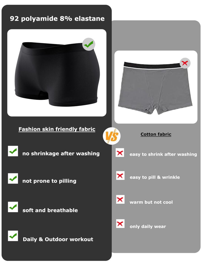 Sth Big Womens Boyshorts Underwear Seamless Boxer Briefs Full Coverage Soft Stretch Panties for Ladies Black Shorts 4 Pack - Image 3