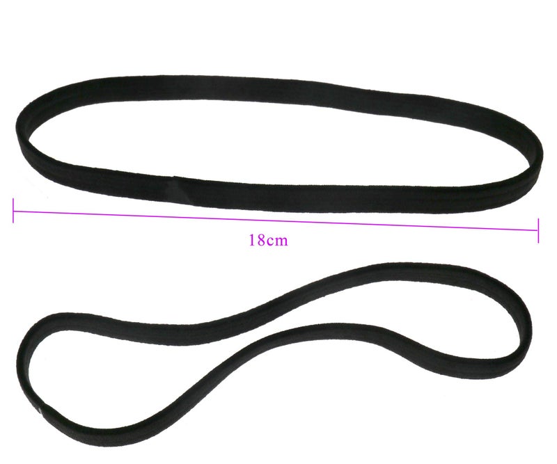 Create idea Create idea Head Band Hairbands Non-Slip Women Men Sports Gym Long Elastic Hair Band Plain Black Set of 10pcs  - Image 2