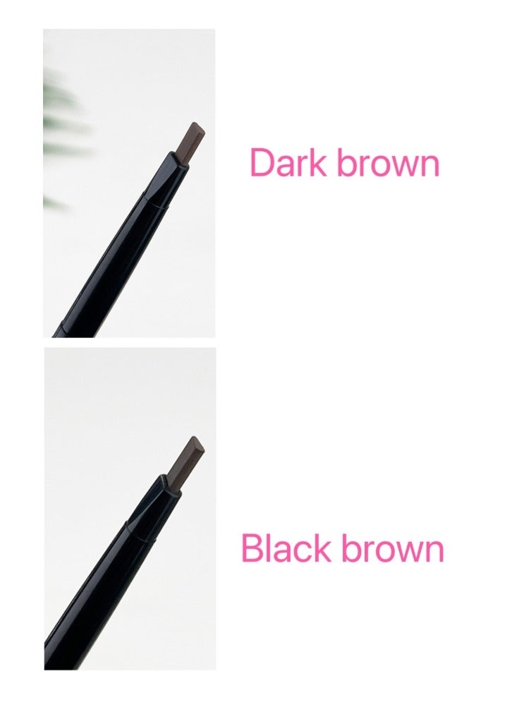 SUAKE 2 Packs Thin Triangular Eyebrow Pencil With Brush Waterproof Makeup Eyebrow Micro Brow Pencil Ultra-Fine Pencil Color Darkbrown And Blackbrown  - Image 2