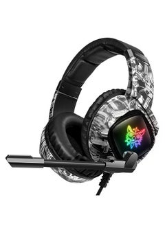 K19 Wired E-sports Gaming Headset with 40mm Driver Unit Noise Reduction Microphone Wide Compatibility Camouflage Grey