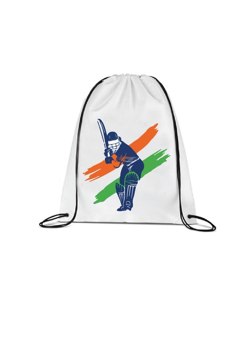 مجموعة مشجعي رياضة الكريكيت الهندية - عبوة مكونة من 3 قطع - قبعة مطرزة وحقيبة برباط وعلم يدوي - مثالية للمباريات والمناسبات والاستخدام اليومي - مثالية لعشاق الرياضة - Image 3