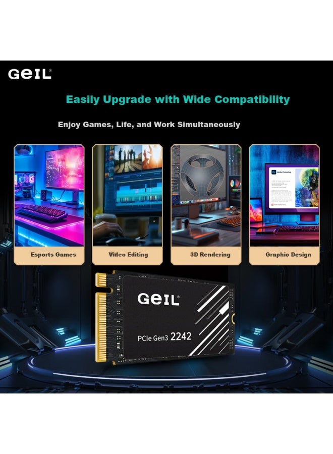 Geil 512gb Ssd M.2 Interface Pcie 3.0 2242 Short Heatspreader, Handheld Gaming, High-speed 3500mb/s P3p Series - Image 4