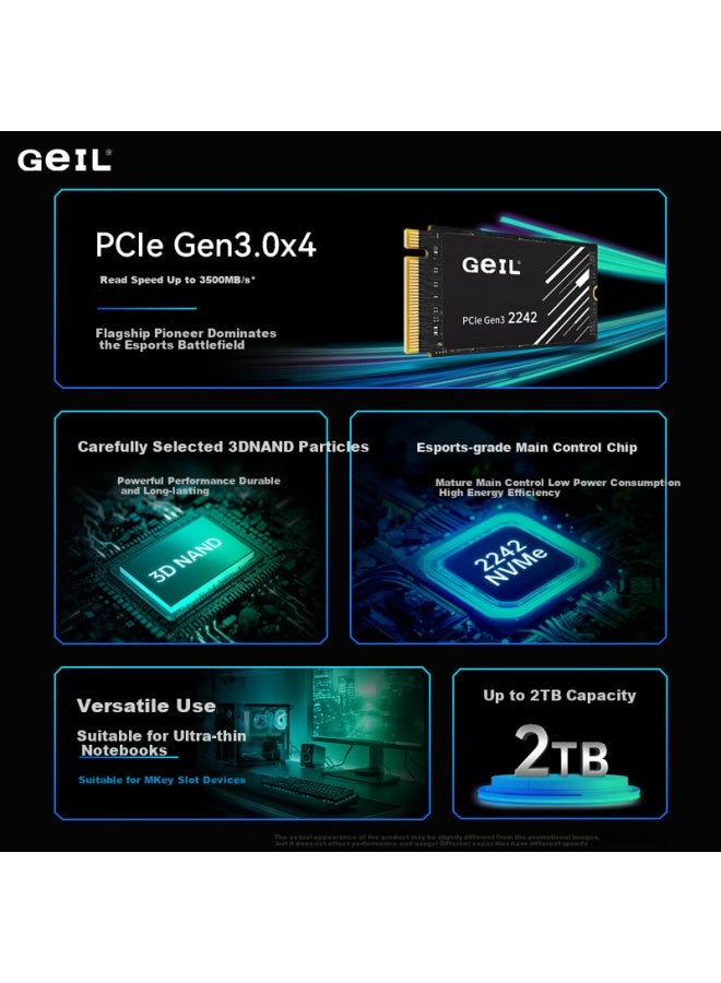 Geil 512gb Ssd M.2 Interface Pcie 3.0 2242 Short Heatspreader, Handheld Gaming, High-speed 3500mb/s P3p Series - Image 1