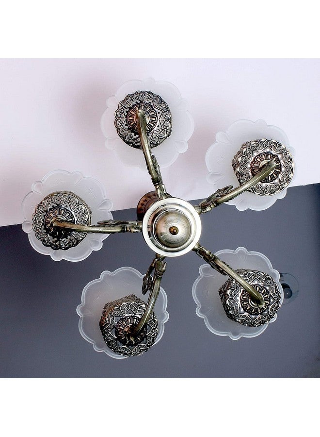 kinis metal 5 Light Black Antique Jhoomar/Chandelier/Jhoomar Hanging Light/Jhoomar Ceiling Light to Décor Home/Living Room/Bedroom/Office/Dining/Cafe/Restaurants (Without Bulb) - Image 3