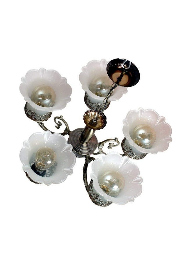kinis metal 5 Light Black Antique Jhoomar/Chandelier/Jhoomar Hanging Light/Jhoomar Ceiling Light to Décor Home/Living Room/Bedroom/Office/Dining/Cafe/Restaurants (Without Bulb) - Image 4