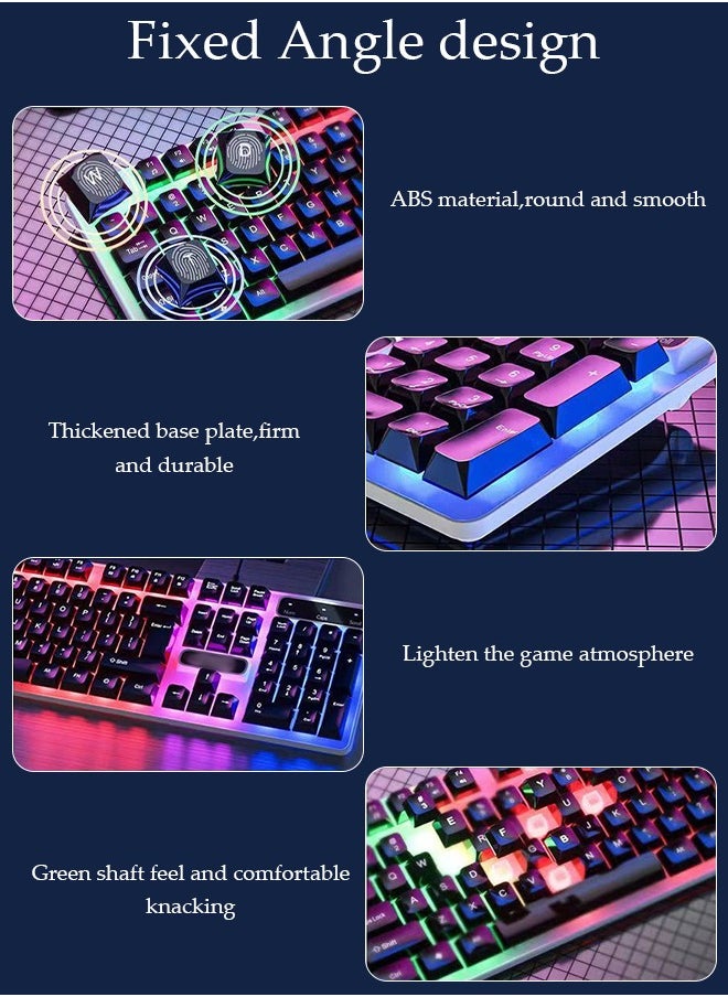 Mechanical gaming keyboard, 100 key wired keyboard with blue switch and RGB backlight, suitable for iOS, Android, and Windows