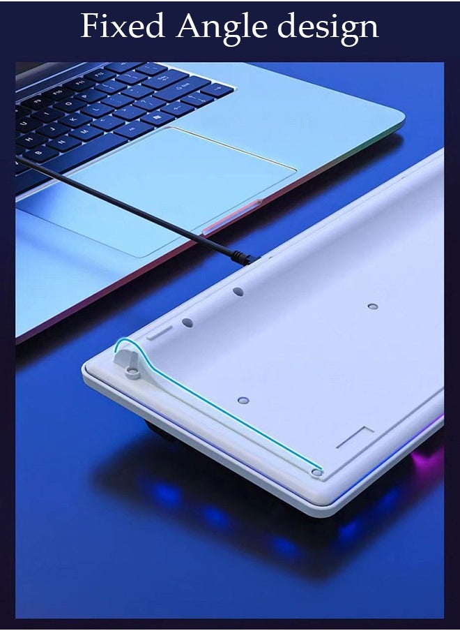 Mechanical gaming keyboard, 100 key wired keyboard with blue switch and RGB backlight, suitable for iOS, Android, and Windows