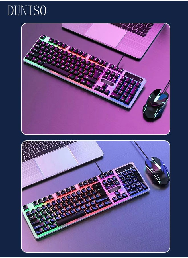 Mechanical gaming keyboard, 100 key wired keyboard with blue switch and RGB backlight, suitable for iOS, Android, and Windows