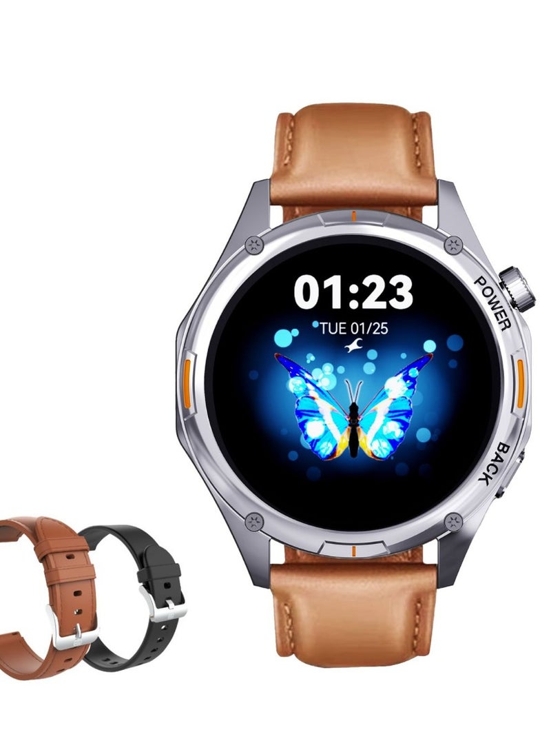 TCH Calling Smart Watch HD1 3D Hero 1 SILVER for Men-Women 1.43"3D AMOLED Display, Bluetooth Call/Message, 150+ Sports Modes, Heart Rate, Sleep Monitor, IP68 Waterproof, 7-Day Battery, Fitness Watches for Android/iOS