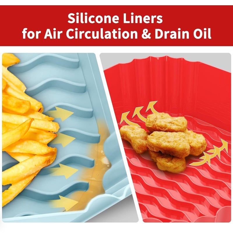 Takositio Takositio 2Pack Square Air Fryer Silicone Liners 8 inch for 4 to 7 QT Reusable Air Fryer Inserts Air Fryer Pot for Oven Microwave Accessories - Image 5