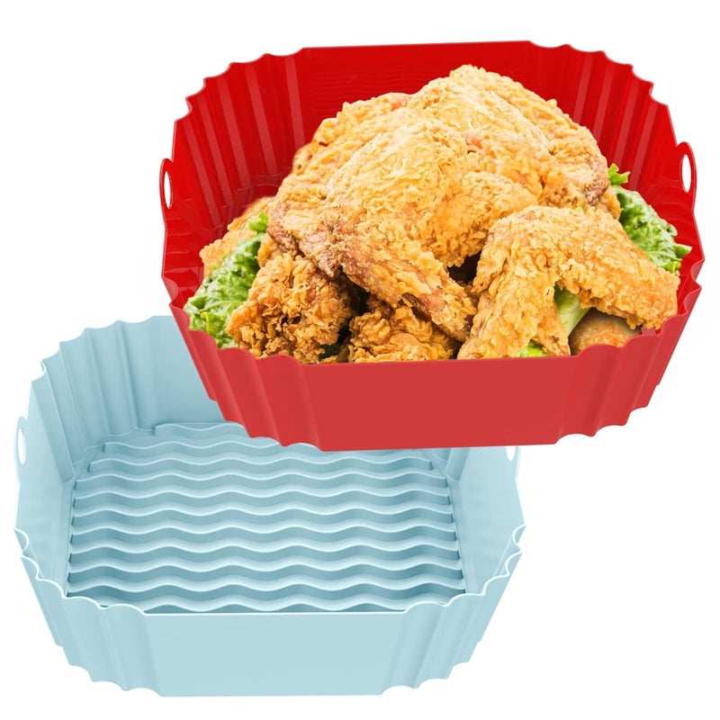 Takositio Takositio 2Pack Square Air Fryer Silicone Liners 8 inch for 4 to 7 QT Reusable Air Fryer Inserts Air Fryer Pot for Oven Microwave Accessories - Image 1