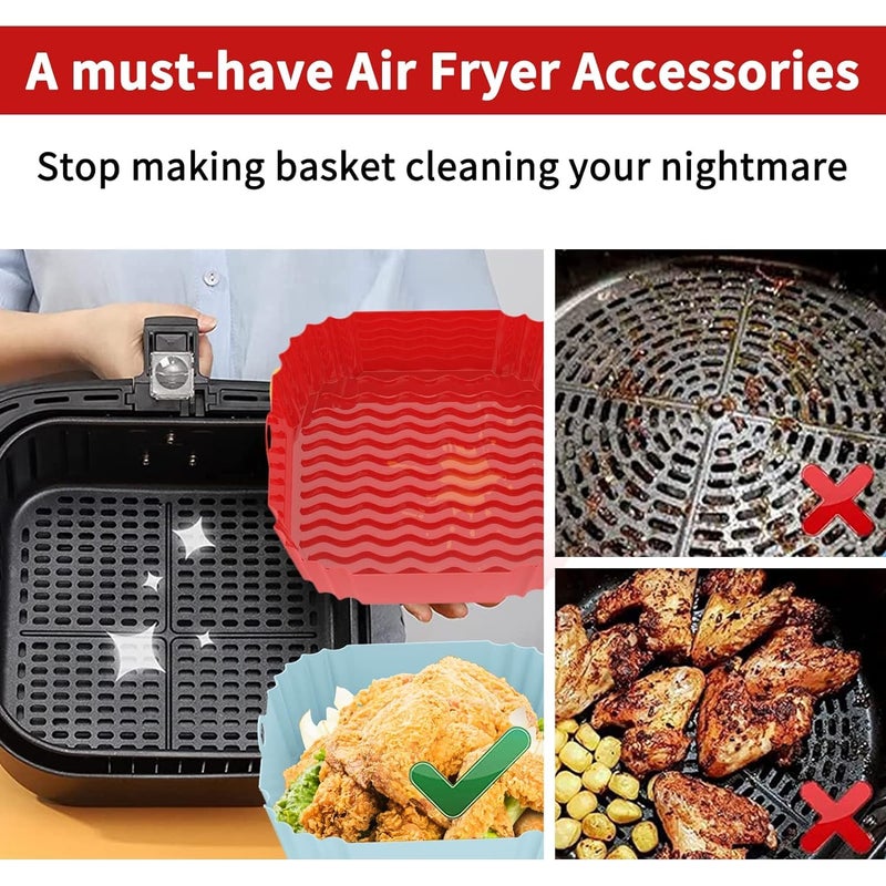 Takositio Takositio 2Pack Square Air Fryer Silicone Liners 8 inch for 4 to 7 QT Reusable Air Fryer Inserts Air Fryer Pot for Oven Microwave Accessories - Image 2