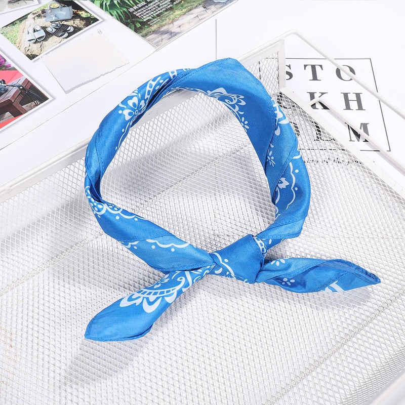 12pcs Women Small Bandana Mocketer Polyester Printed Hankerchief Kerchief (Random Color) - Image 2