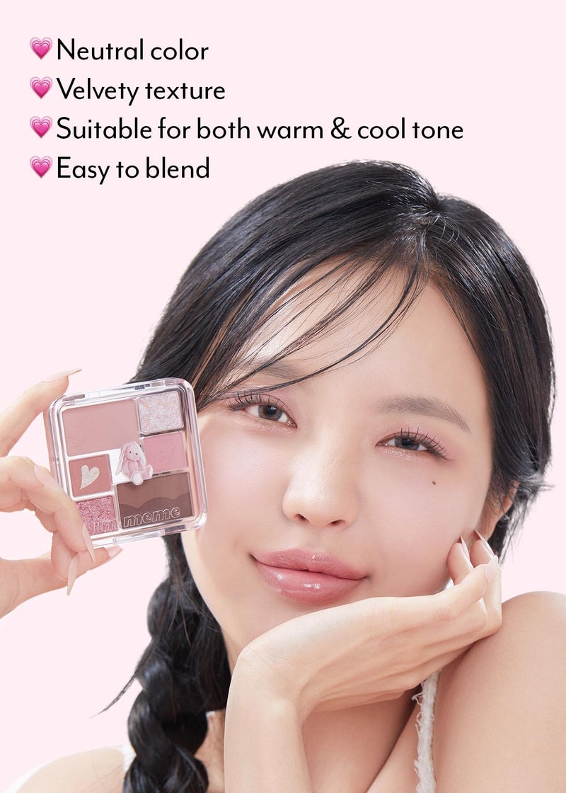 I'M MEME Eye Palette - Wonder Soft Layer 02 My Bunny | 7 Shades Eyeshadow for Women, Portable Size, Versatile, Blendable, Neutral Colors Makeup, Shimmer, Glitter, Sparkling, 0.23 Oz - Image 5