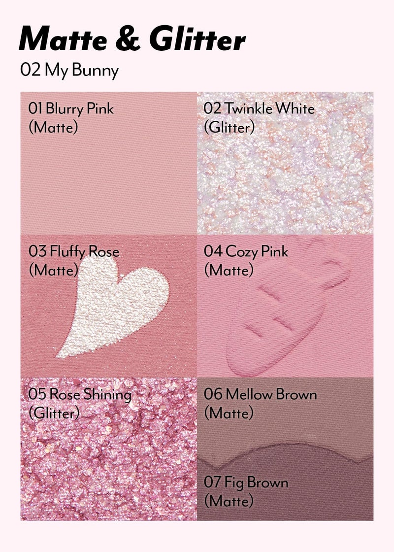 I'M MEME Eye Palette - Wonder Soft Layer 02 My Bunny | 7 Shades Eyeshadow for Women, Portable Size, Versatile, Blendable, Neutral Colors Makeup, Shimmer, Glitter, Sparkling, 0.23 Oz - Image 2