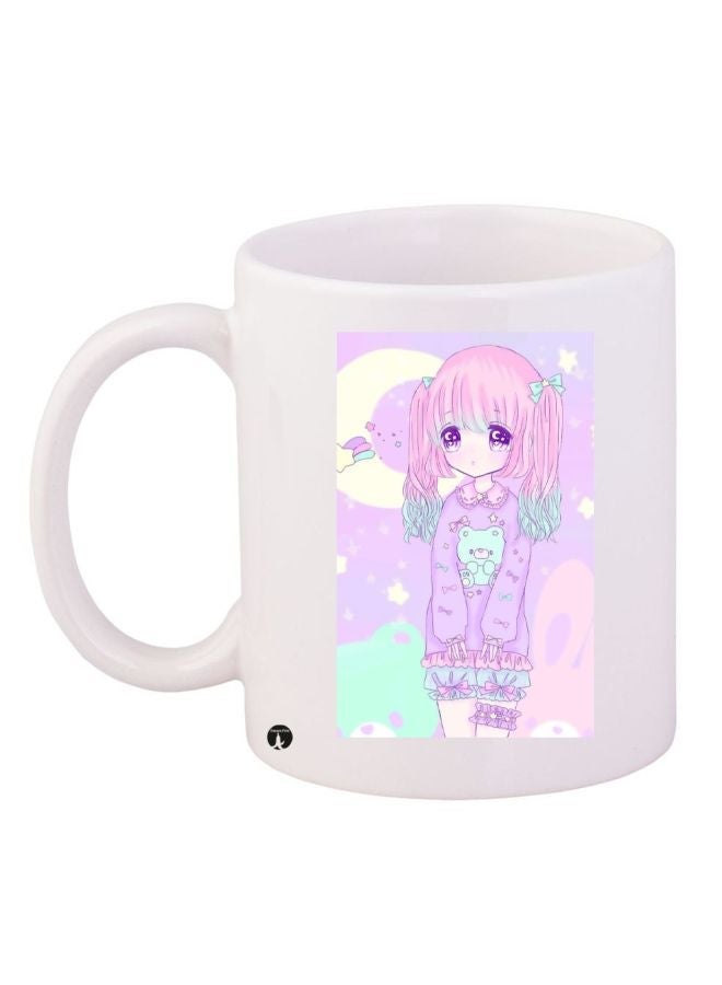RYN Doll Printed Coffee Mug White/Pink/Blue 11ounce