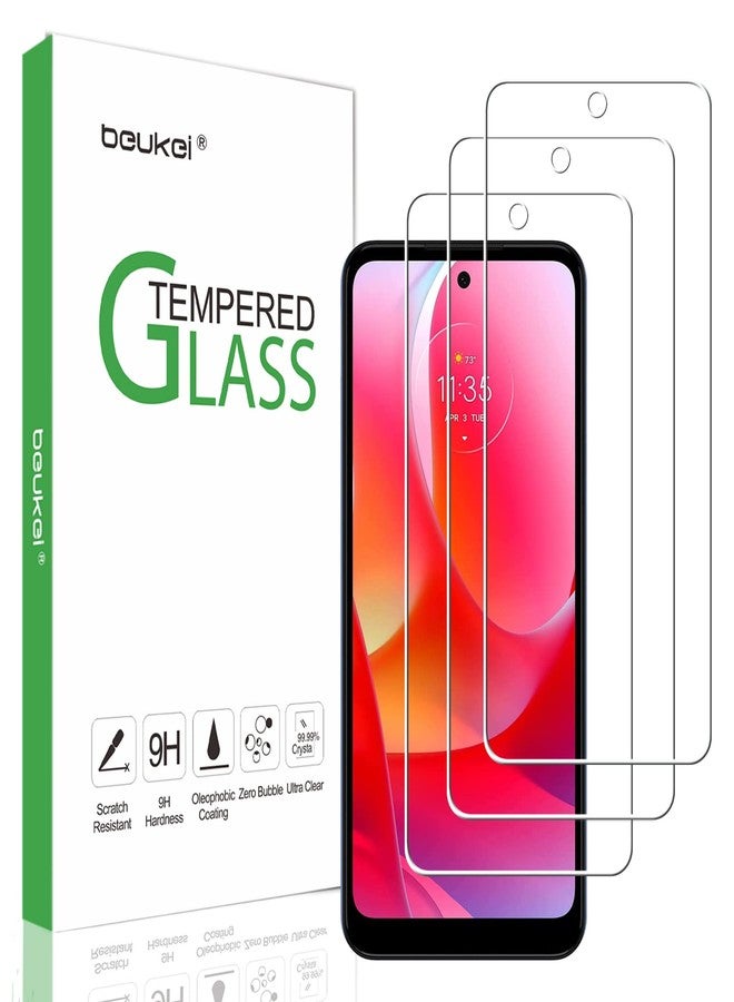 beukei (3 Pack) Compatible for Moto G Power 2022 Screen Protector Tempered Glass, (6.5 inch) Touch Sensitive,Case Friendly, 9H Hardness - Image 1