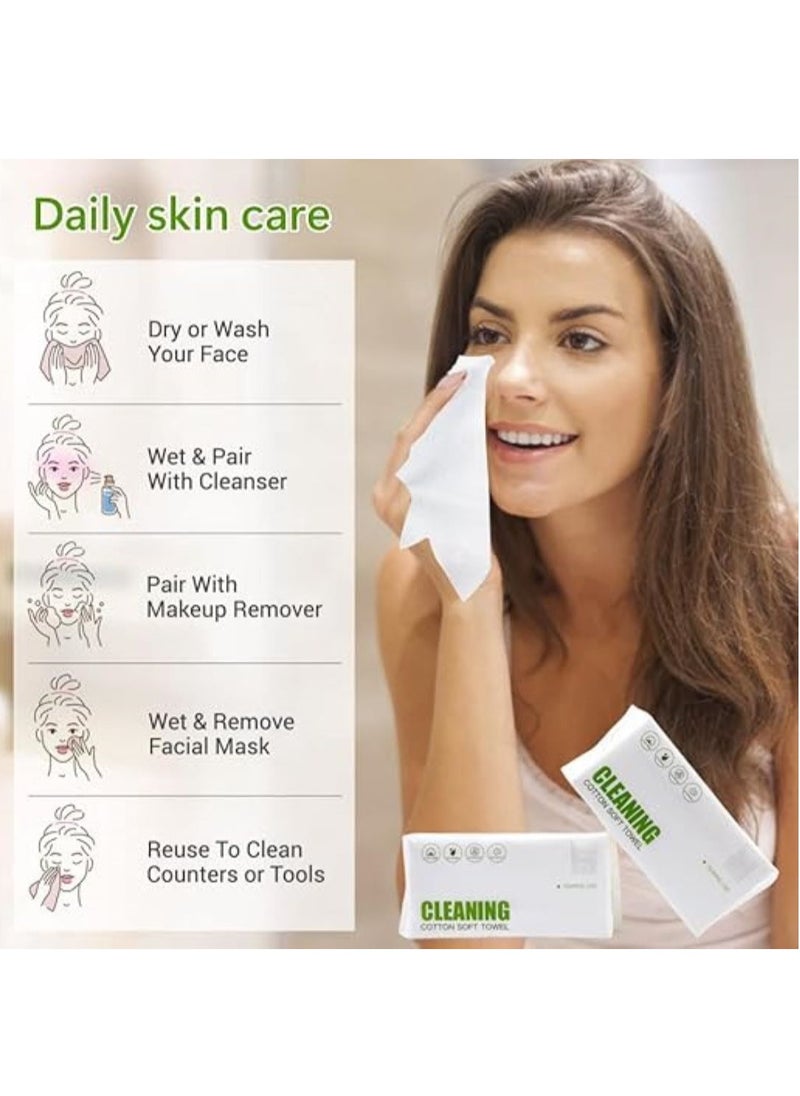 SKY-TOUCH Disposable Cotton Thickened Clean face towel, Women Soft Face Cloths for Washing, Face Towel Lint Free for Cleansing, Skincare and Makeup Remover, Dry Wipes, (1 Pack/60Count)  - Image 5