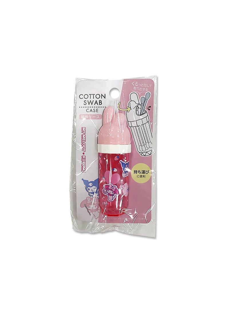Daiso Sanrio My Melody & Kuromi Cotton Swab Case - Portable Q-Tip Holder in Pink & Red - Image 1