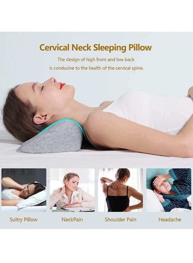 وسادة عنق Cervical للنوم من رغوة الذاكرة، وسادة دعم للرقبة لتخفيف آلام الرقبة المتصلبة، وسادة لفة للرقبة، وسادة دعم للرقبة لمستخدمي السرير الجانبي، وسادة دعم للنوم باللون الرمادي الفاتح - Image 2