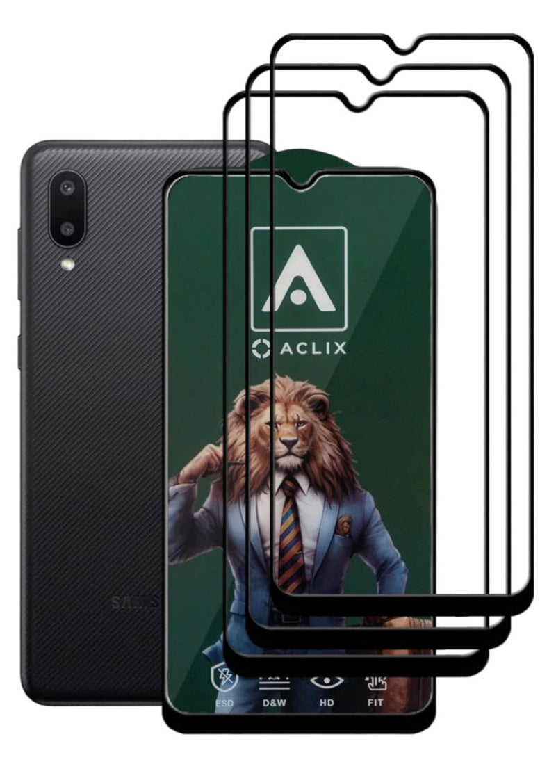 ACLIX 3 Pieces Antistatic ESD Dustproof Premium Quality High Definition Tempered Glass Screen Protector Designed For Samsung Galaxy A02 - Image 1