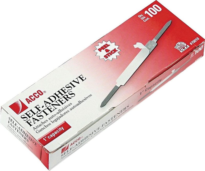 ACCO Self-Adhesive Fasteners, 1" Capacity, 100 Count - Durable and Easy to Use - Image 2