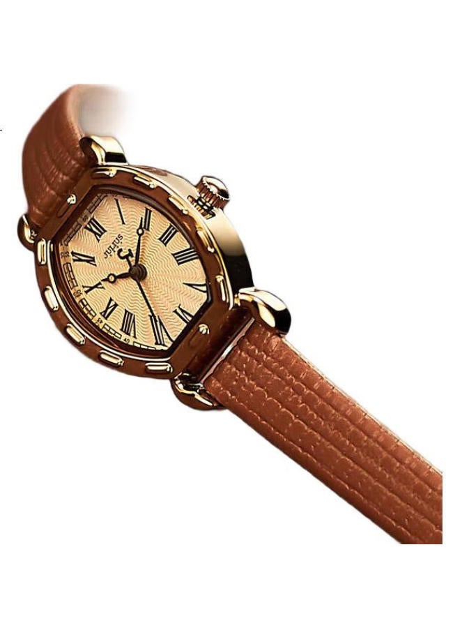Julius Women'S Watch Small Roman Numerals Fashion Barrel-Shaped Student Ladies Watch Coffee Color Ja-544E - Image 2