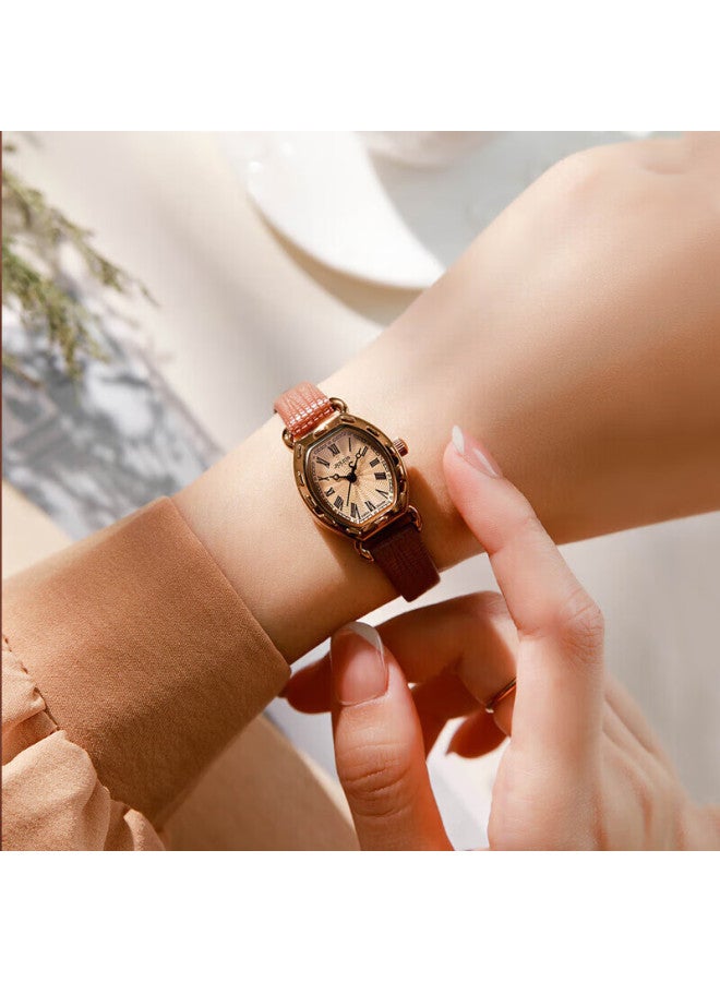 Julius Women's Watch Small Roman Numerals Fashion Barrel-shaped Student Ladies Watch Coffee Color Ja-544e - Image 1