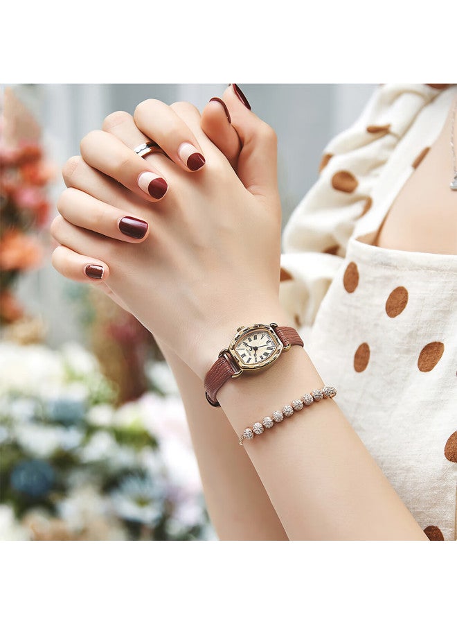 Julius Women's Watch Small Roman Numerals Fashion Barrel-shaped Student Ladies Watch Coffee Color Ja-544e - Image 5
