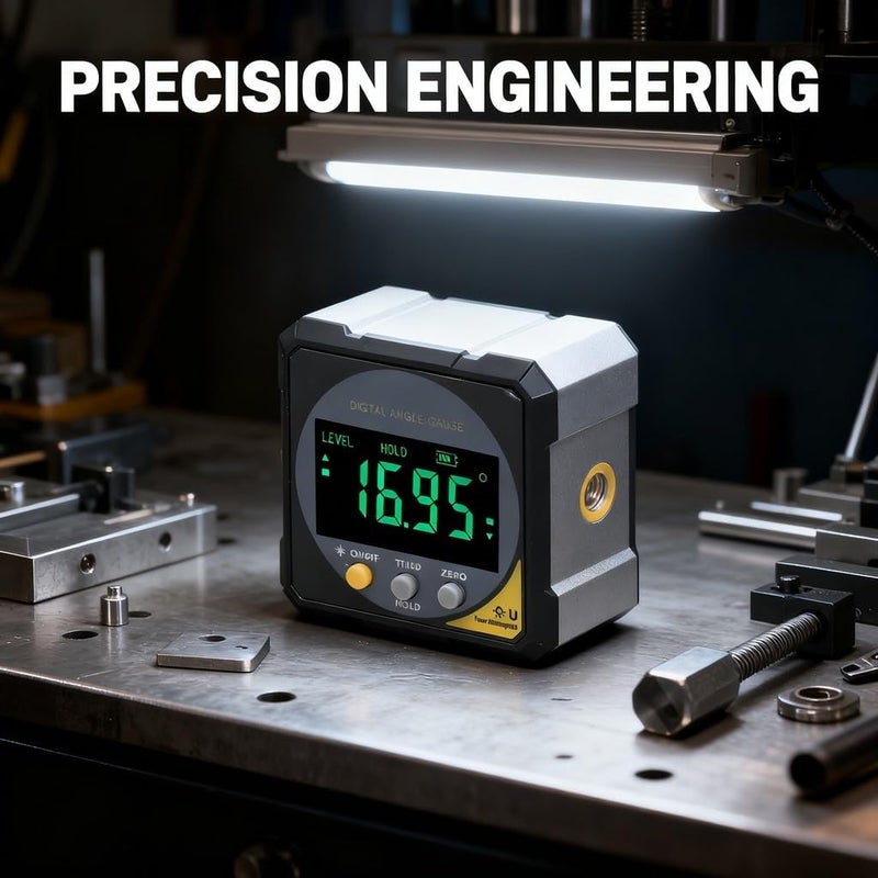 Digital Angle Finder, 4x90° Range, 0.05° Resolution, Black - IP54 Backlit LCD, Magnetic Inclinometer Technology, Professional Measurement Tool - Image 4