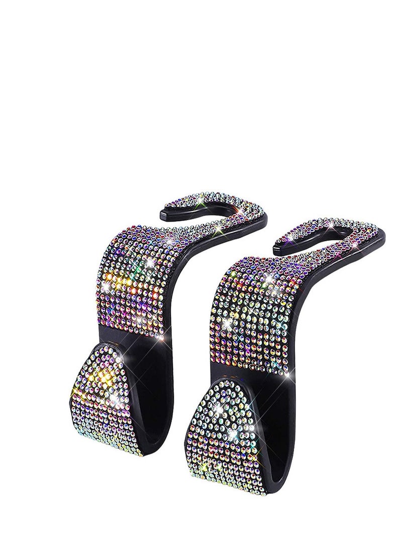 SYOSI Bling Car Back Seat Headrest Hooks, 2 Pack Purse Hook for Car, Back Seat Organizers Accessory and Storage for Coats Umbrellas Hang Purse or Grocery Bags (Colorful)  - Image 1