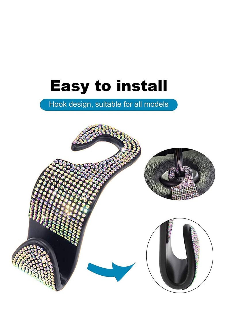SYOSI Bling Car Back Seat Headrest Hooks, 2 Pack Purse Hook for Car, Back Seat Organizers Accessory and Storage for Coats Umbrellas Hang Purse or Grocery Bags (Colorful)  - Image 2