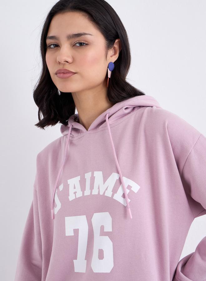 ستايلي هودي طويل بطبعة جرافيك - Image 4